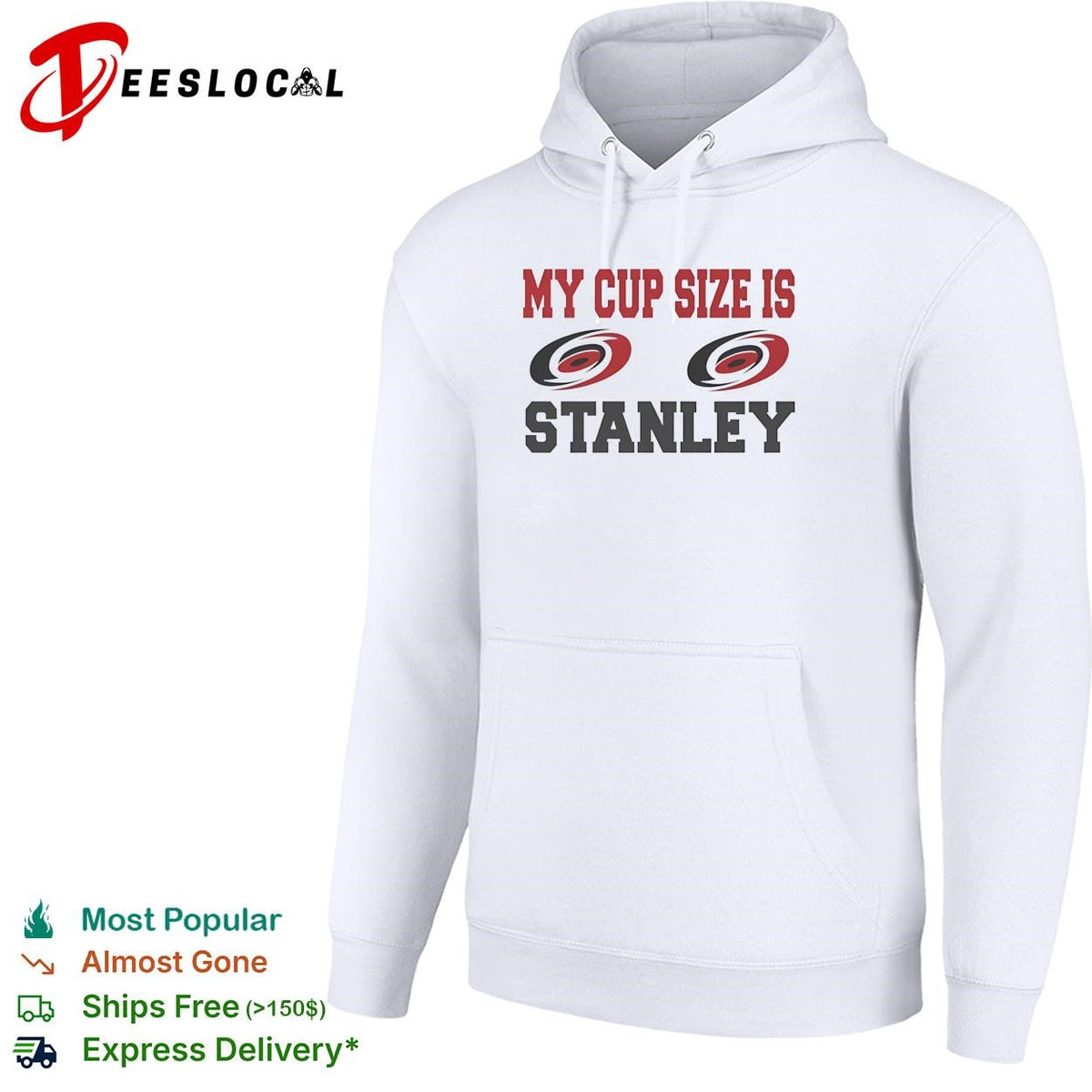 Carolina Hurricanes My cup size is Stanley humor bold text shirt