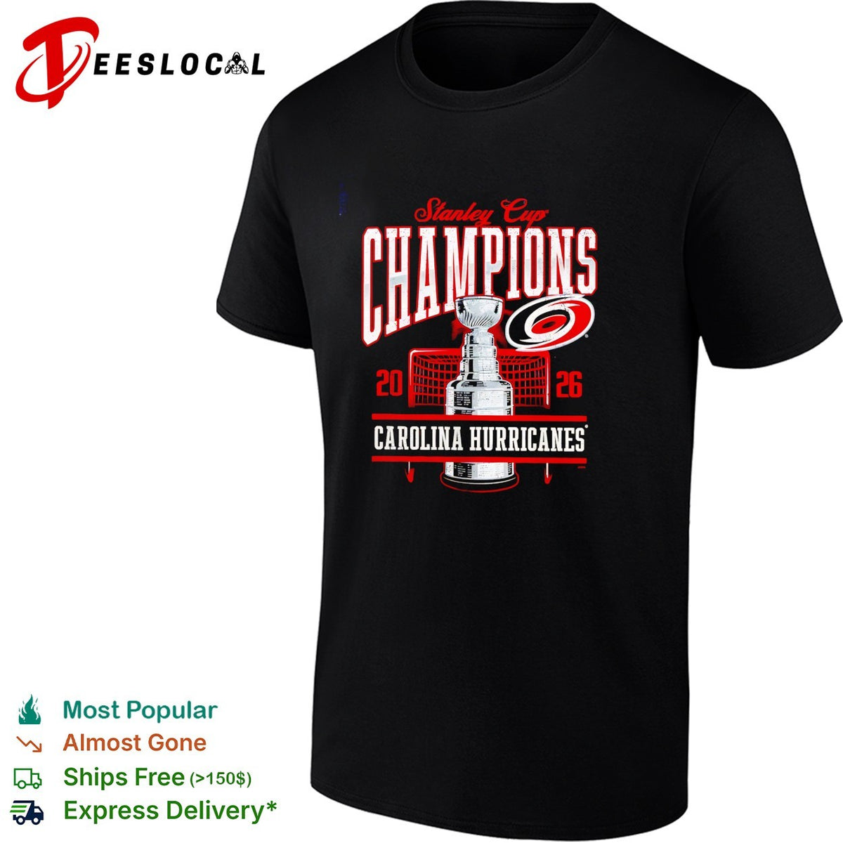 Carolina Hurricanes Stanley Cup Champions 2026 trophy net goal arc art shirt