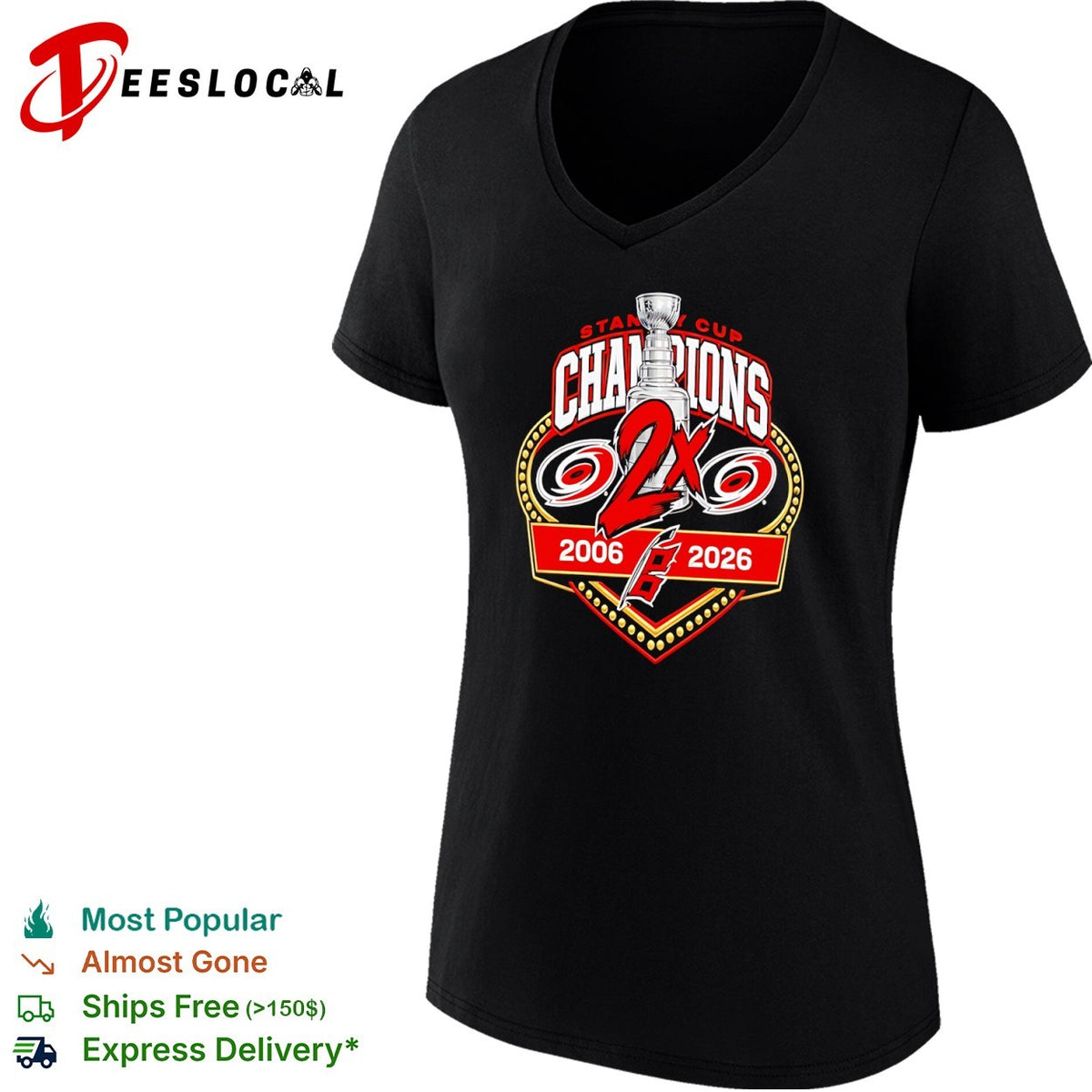 Carolina Hurricanes Stanley Cup Champions 2x 2006 2026 NHL Hockey Fan shirt