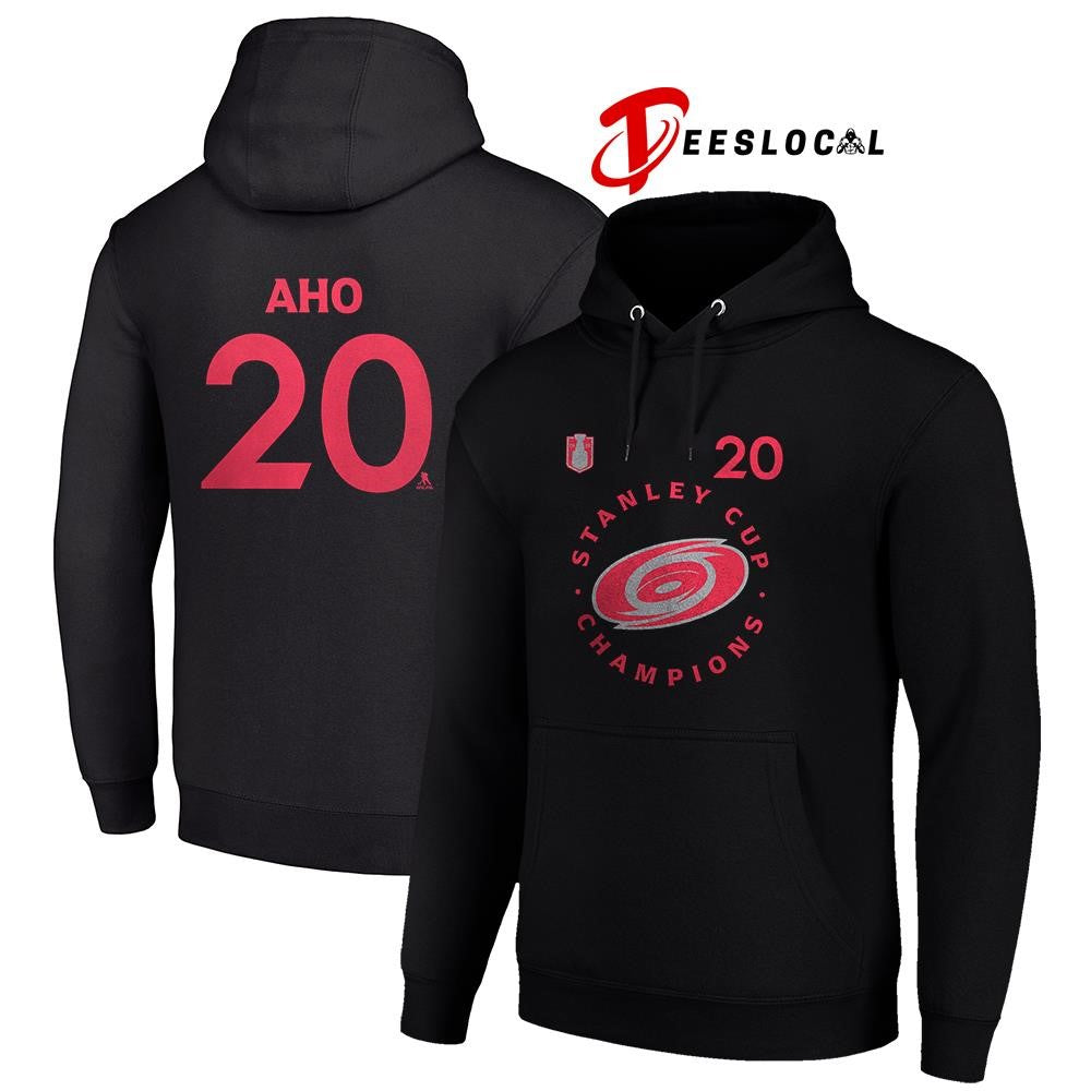 Carolina Hurricanes Stanley Cup champions Sebastian Aho name and number shirt