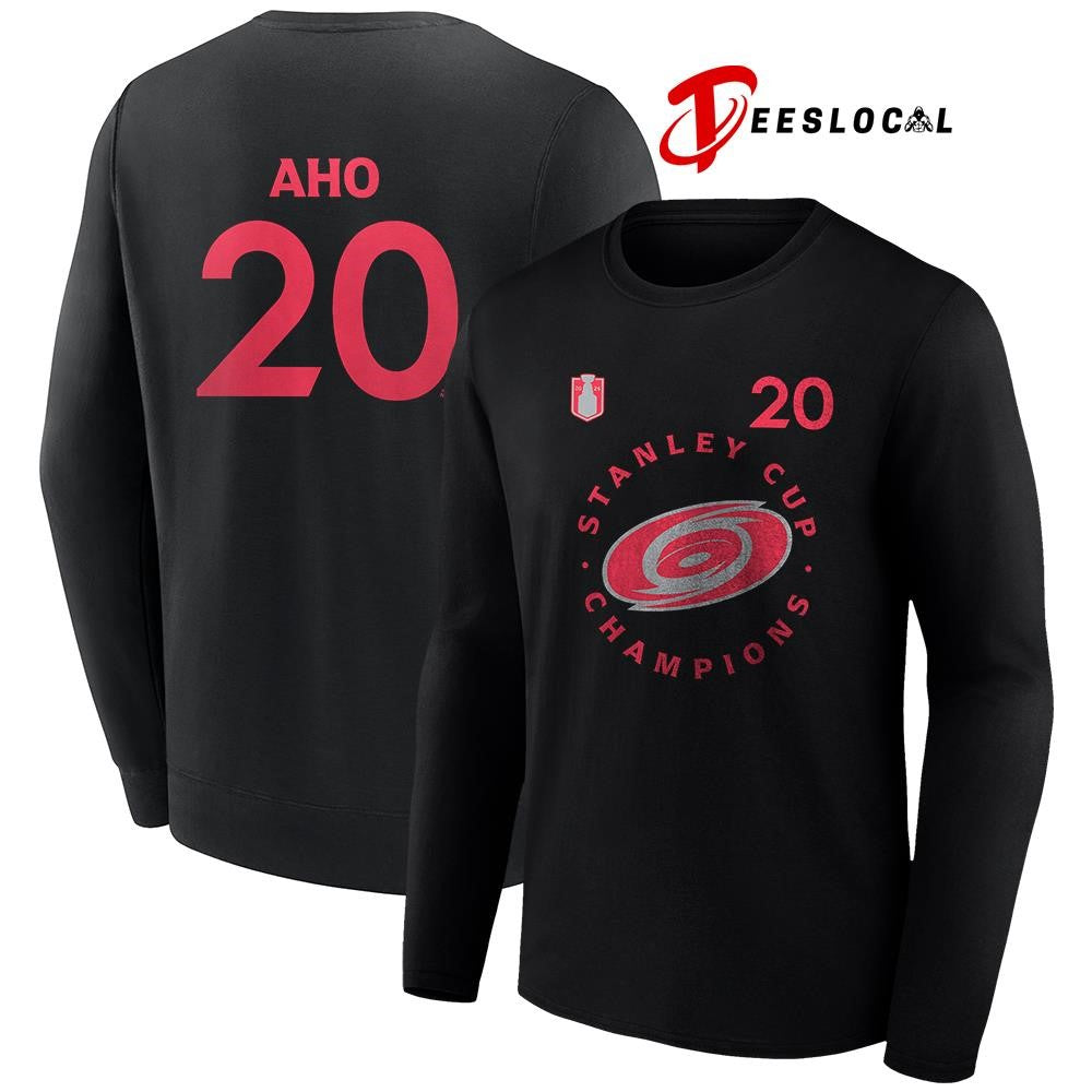 Carolina Hurricanes Stanley Cup champions Sebastian Aho name and number shirt
