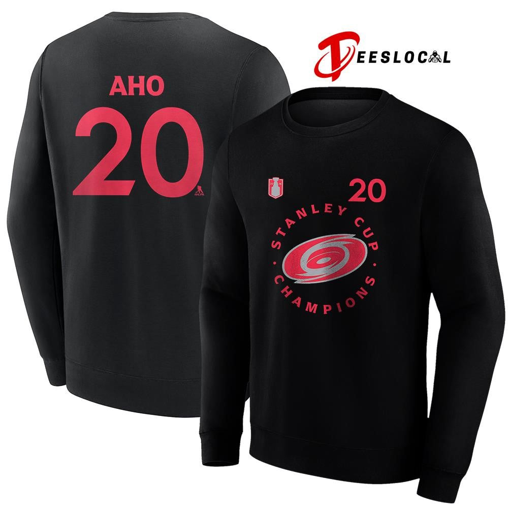 Carolina Hurricanes Stanley Cup champions Sebastian Aho name and number shirt