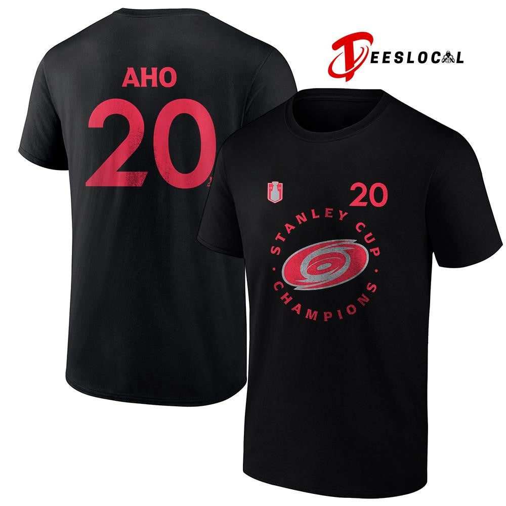 Carolina Hurricanes Stanley Cup champions Sebastian Aho name and number shirt