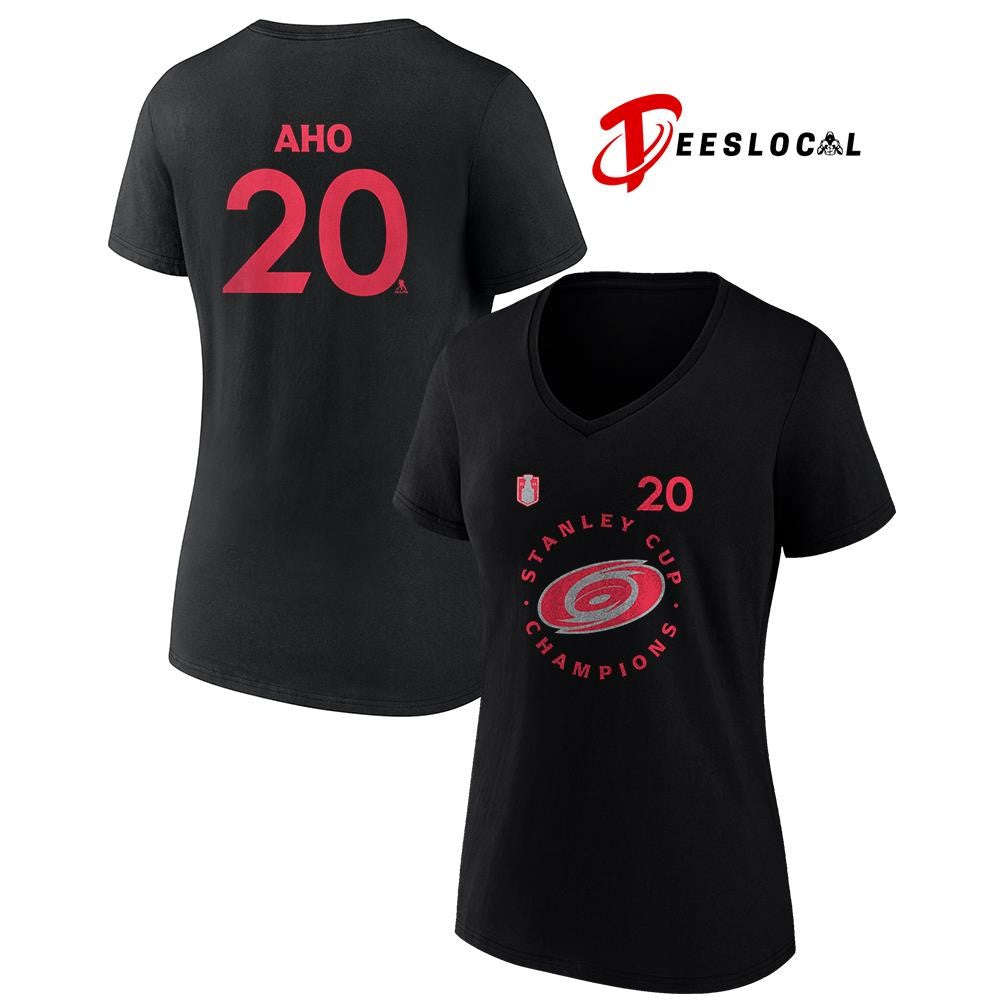Carolina Hurricanes Stanley Cup champions Sebastian Aho name and number shirt
