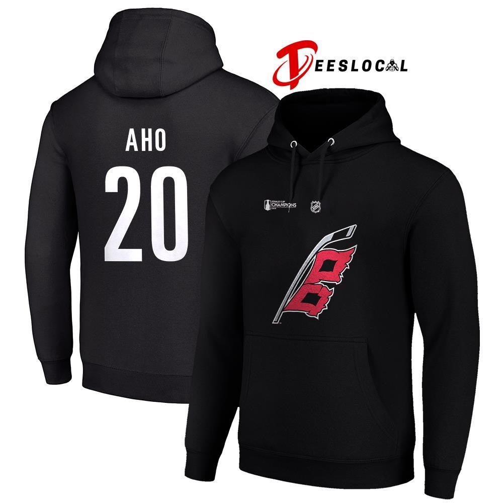 Carolina Hurricanes Stanley Cup champions Sebastian Aho name and number logo shirt