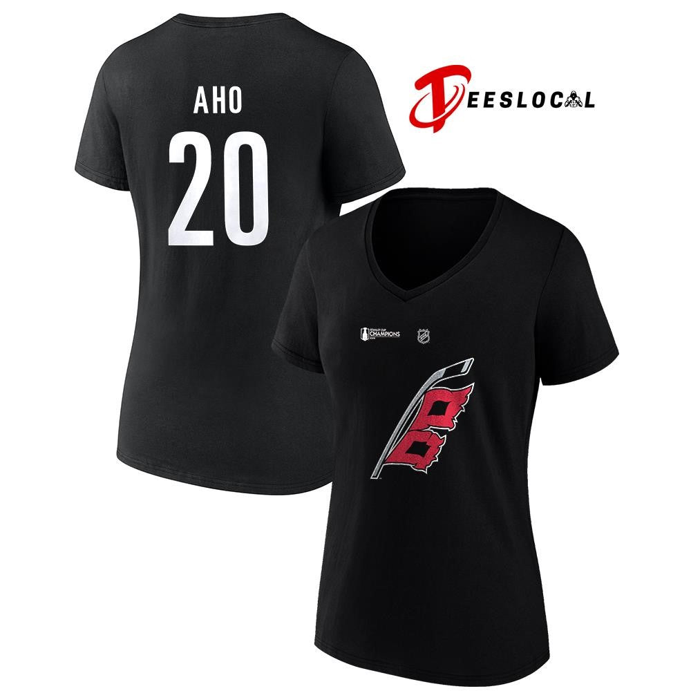 Carolina Hurricanes Stanley Cup champions Sebastian Aho name and number logo shirt