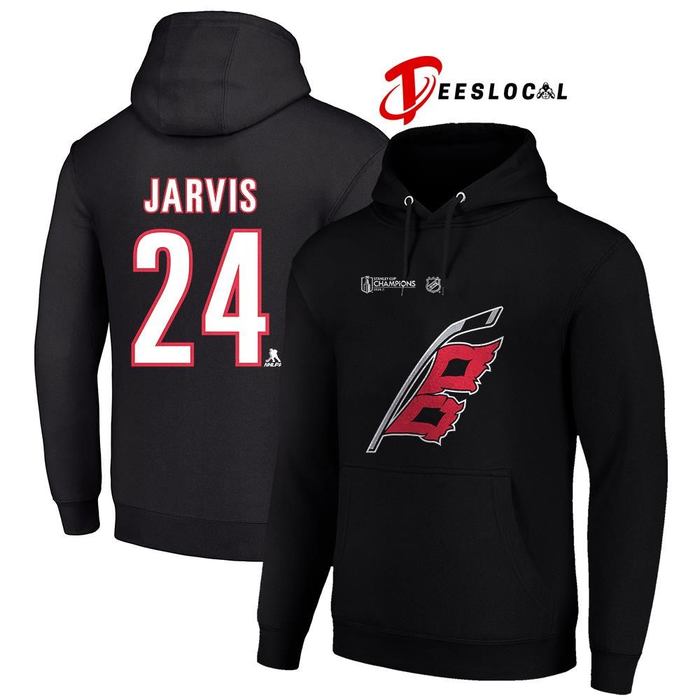 Carolina Hurricanes Stanley Cup champions Seth Jarvis name and number logo shirt