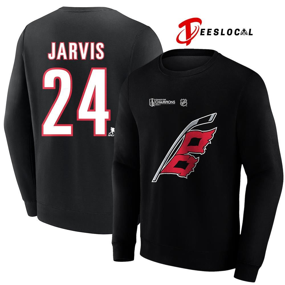 Carolina Hurricanes Stanley Cup champions Seth Jarvis name and number logo shirt