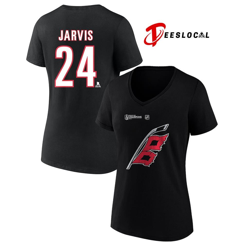 Carolina Hurricanes Stanley Cup champions Seth Jarvis name and number logo shirt