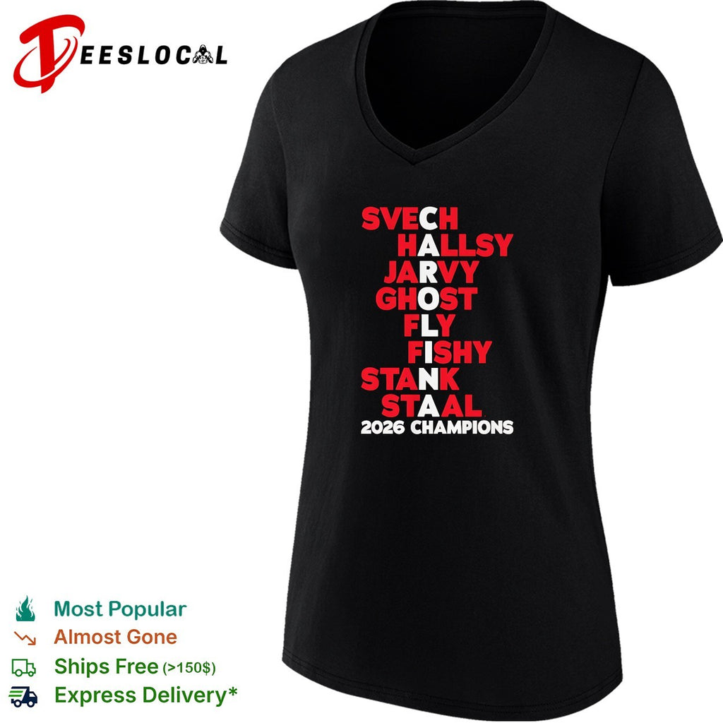 Carolina Hurricanes Svech Hallsy Jarvy Ghost Fly Fishy Stank Staal 2026 Champions acrostic shirt