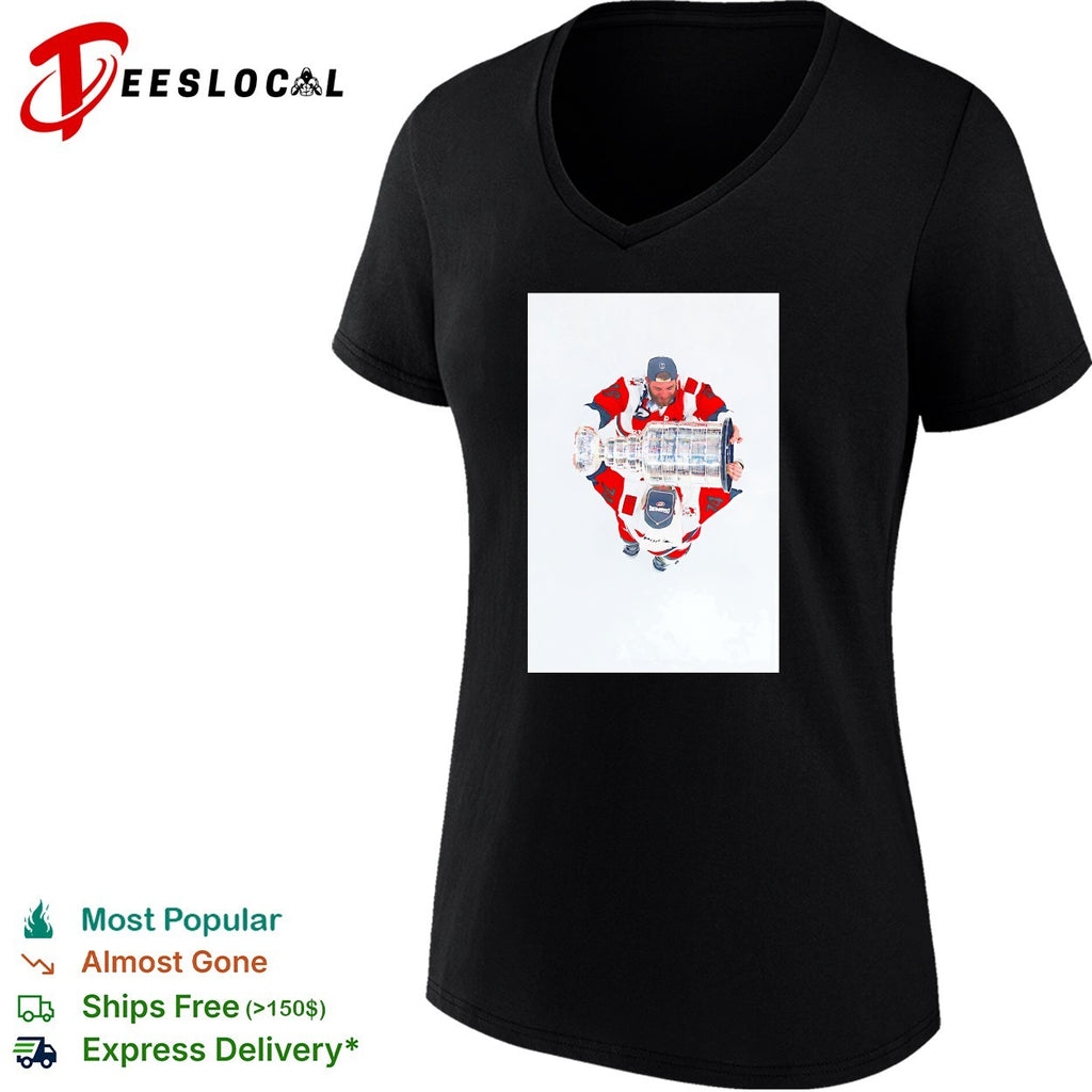Carolina Hurricanes player kneeling overhead aerial view Stanley Cup ice rink art shirt