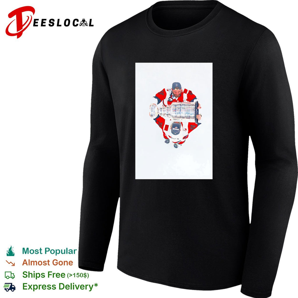Carolina Hurricanes player kneeling overhead aerial view Stanley Cup ice rink art shirt