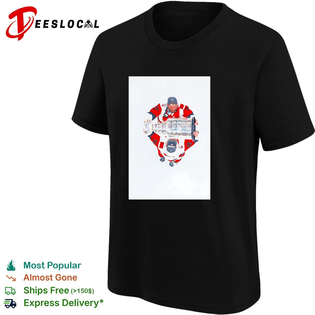 Carolina Hurricanes player kneeling overhead aerial view Stanley Cup ice rink art shirt
