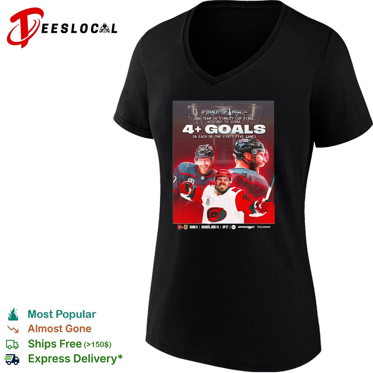 Carolina Hurricanes record-breaking 4 plus goals each first five finals games history stat art shirt