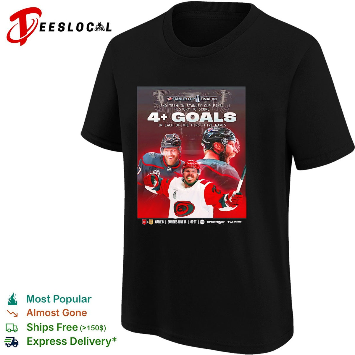 Carolina Hurricanes record-breaking 4 plus goals each first five finals games history stat art shirt