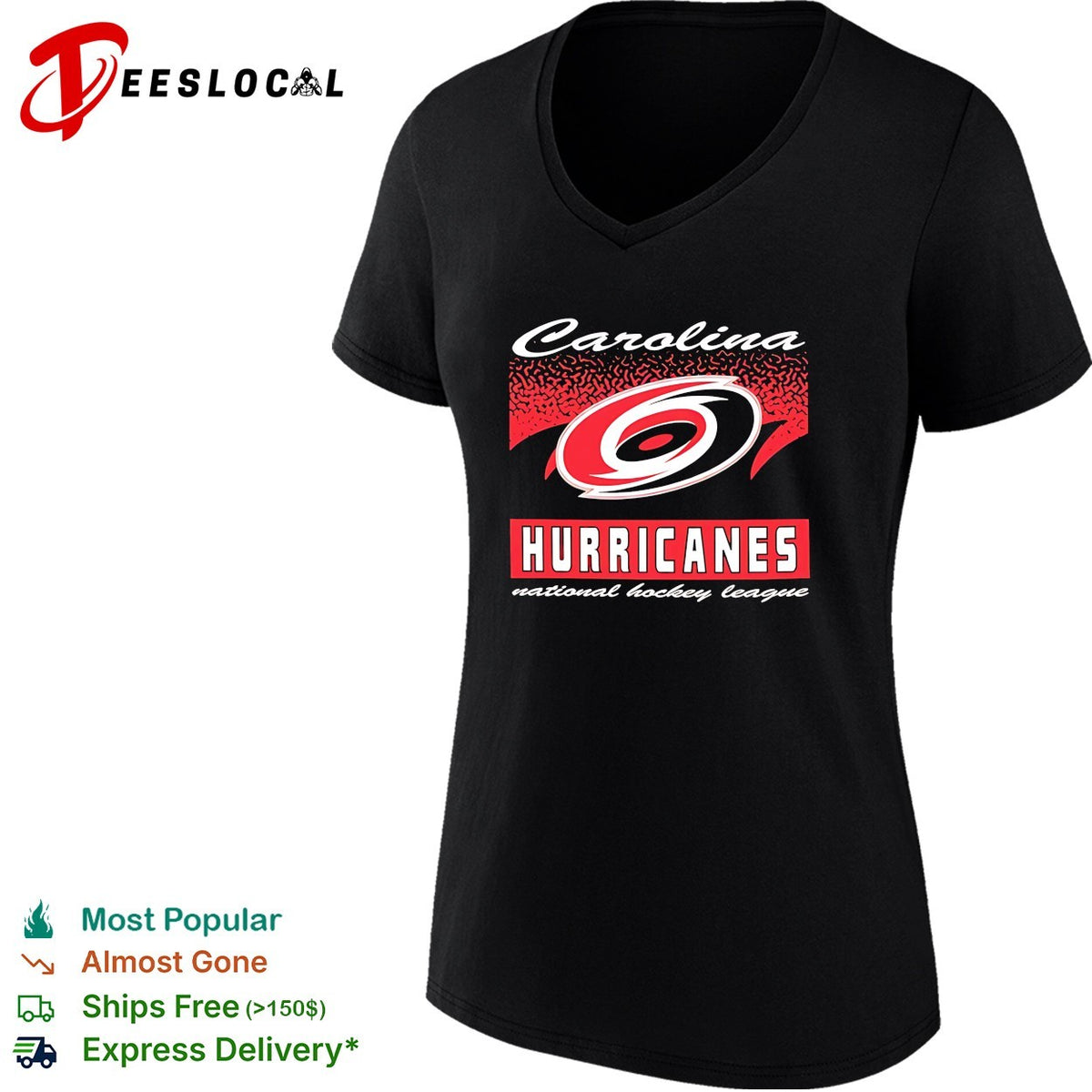 Carolina Hurricanes script logo hockey badge shirt