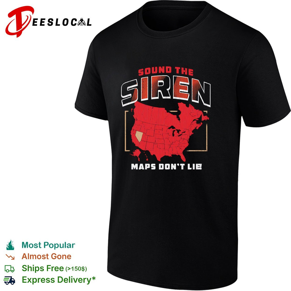 Carolina Hurricanes sound the siren maps don’t lie USA map rally shirt