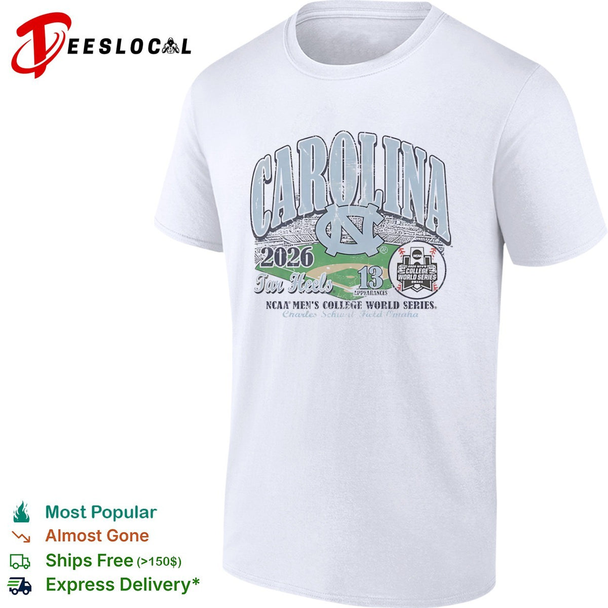 Carolina Tar Heels 2026 NCAA College World Series 13 shirt