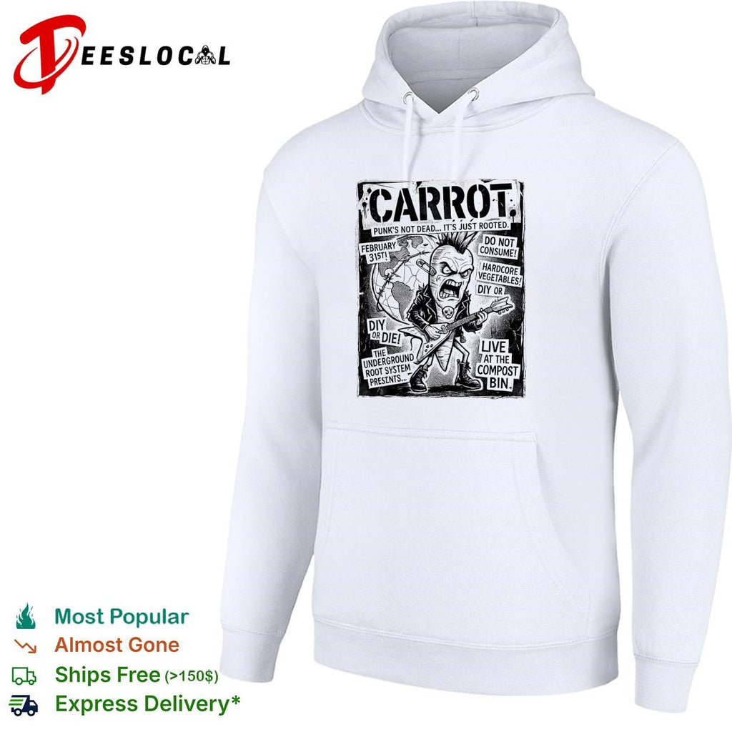 Carrot punk’s not dead hardcore vegetables concert flyer parody graphic shirt