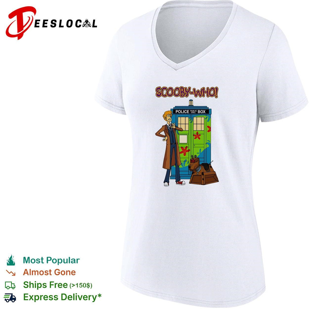 Cartoon dog detective duo police box time traveler mashup parody shirt