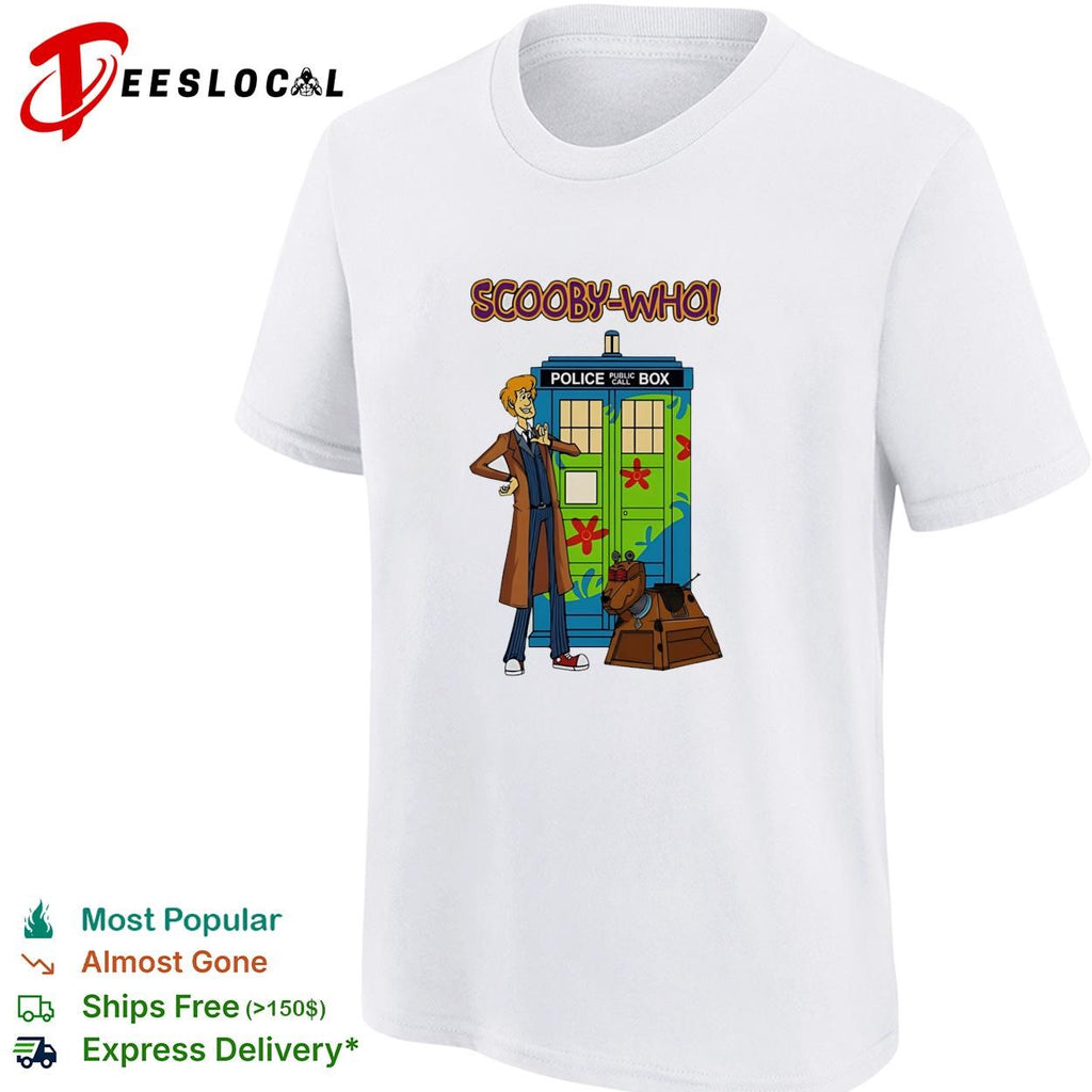 Cartoon dog detective duo police box time traveler mashup parody shirt