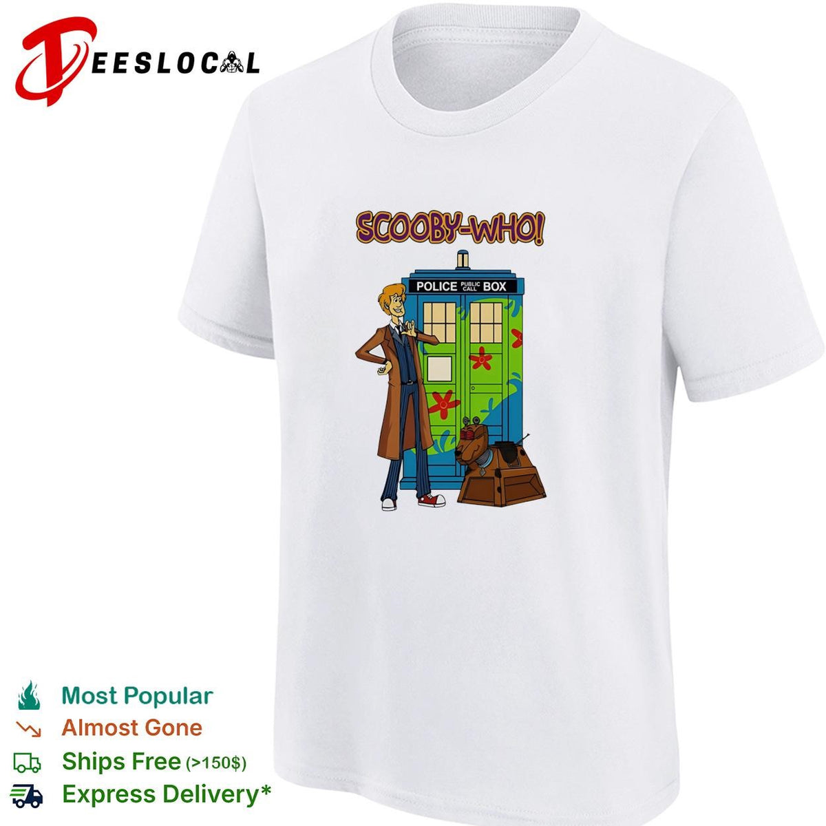 Cartoon dog detective duo police box time traveler mashup parody shirt