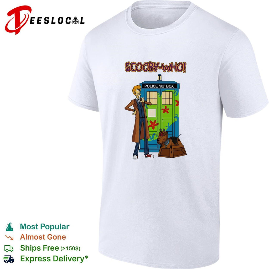 Cartoon dog detective duo police box time traveler mashup parody shirt