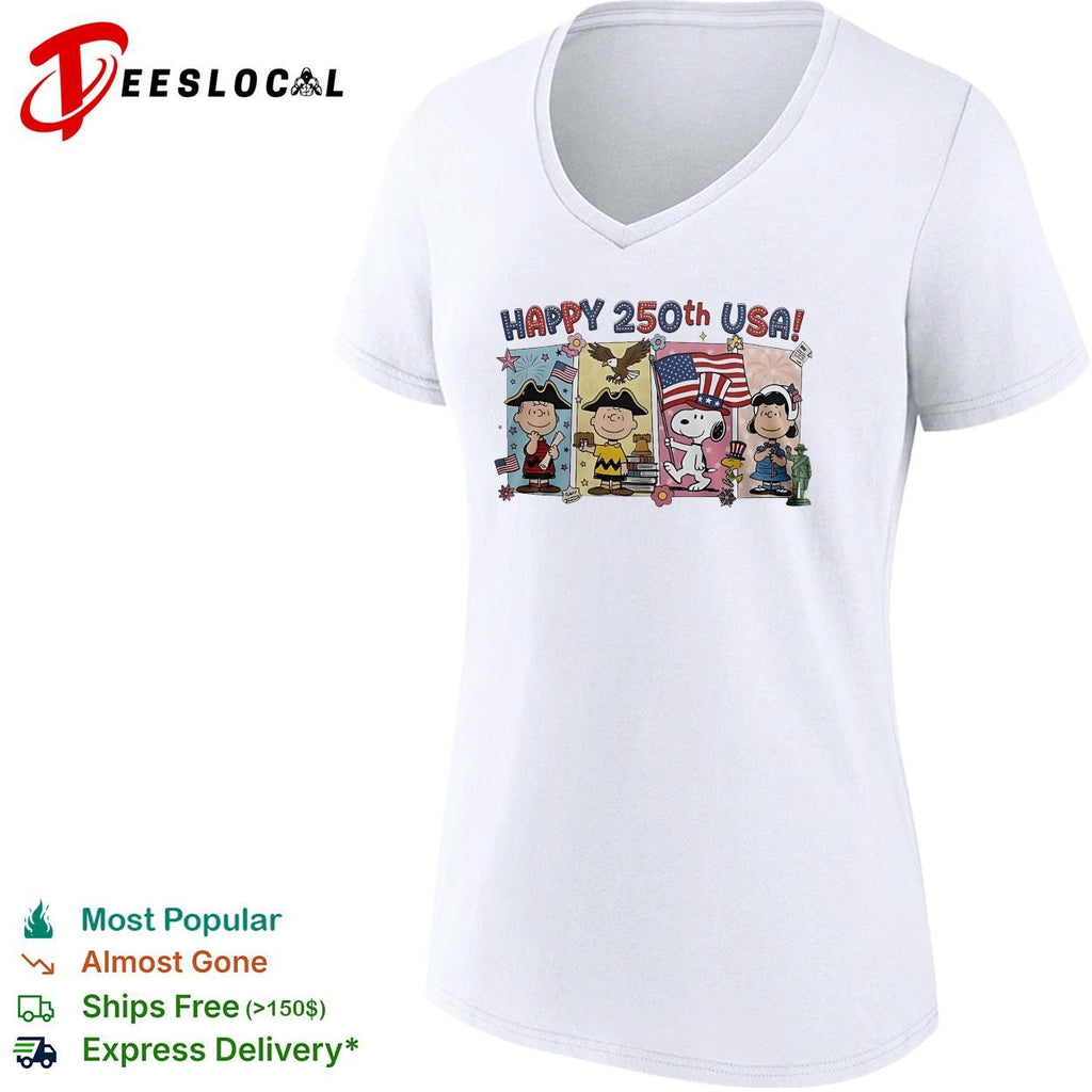 Cartoon group happy 250th USA flags shirt