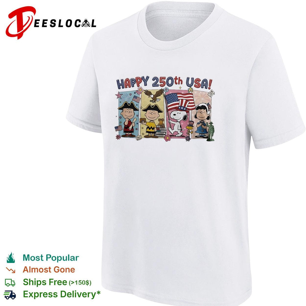 Cartoon group happy 250th USA flags shirt