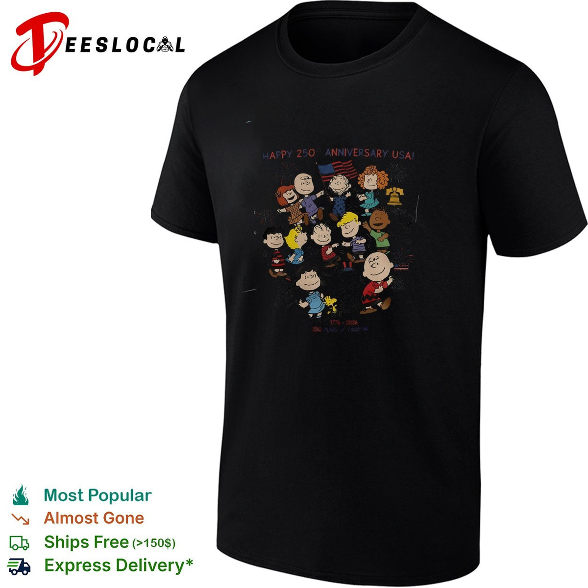 Cartoon group happy 250th anniversary USA freedom poster shirt
