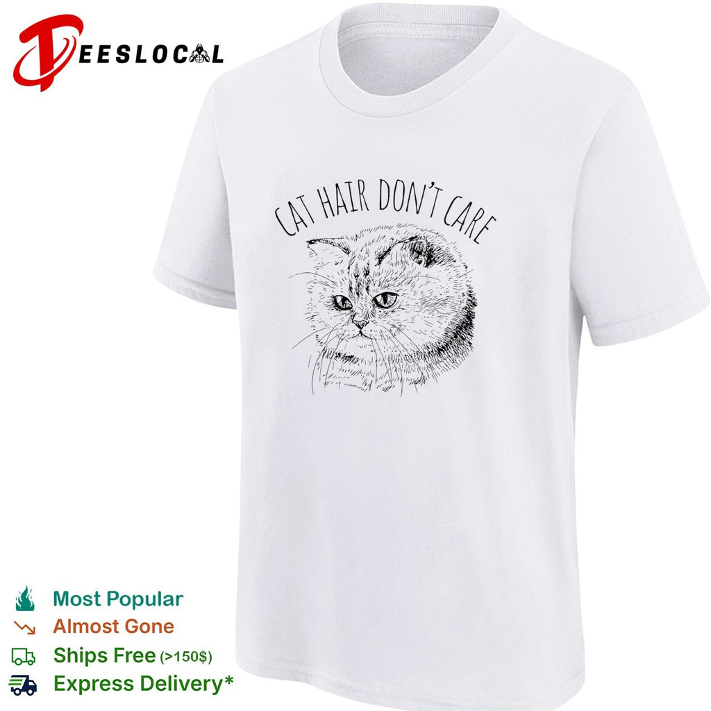 Cat hair don’t care grumpy cat sketch minimalist art shirt