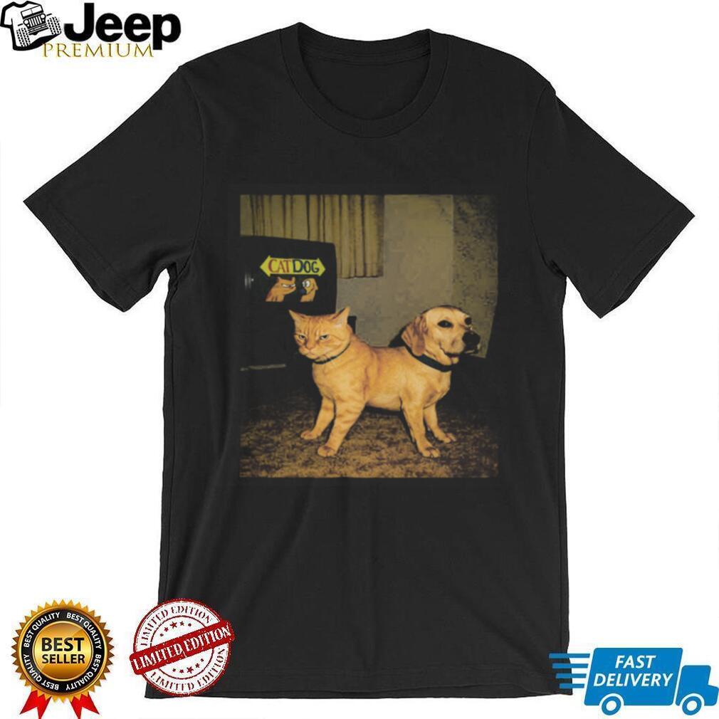 CatDog Retro Cartoon Funny Two Headed Pet Animal Graphic T Shirt
