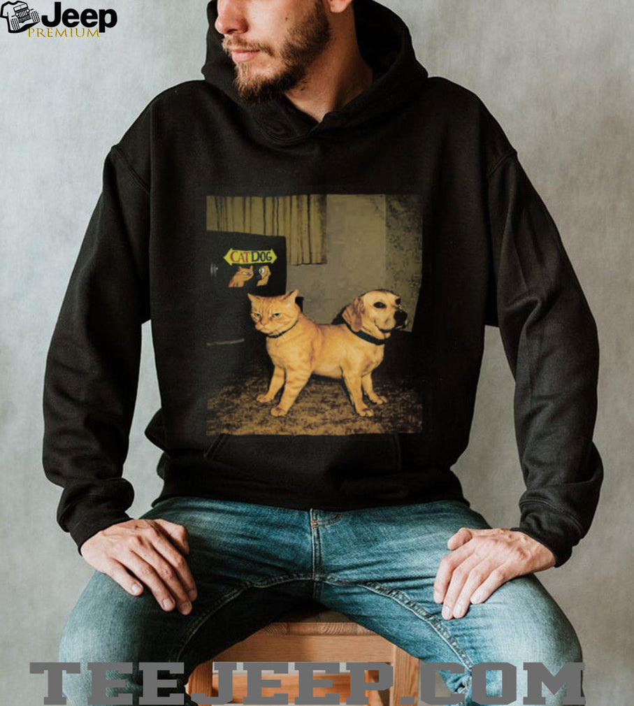 CatDog Retro Cartoon Funny Two Headed Pet Animal Graphic T Shirt