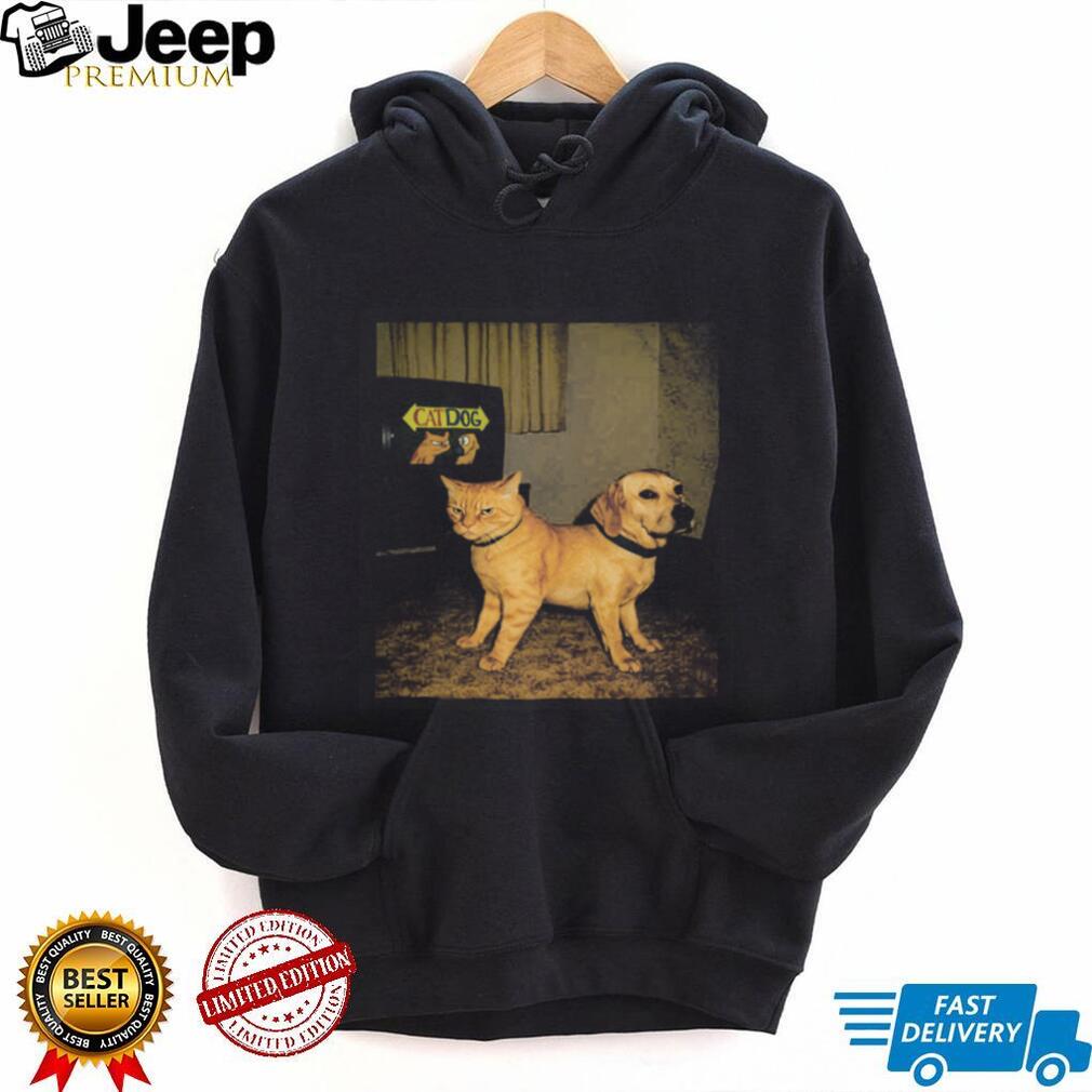 CatDog Retro Cartoon Funny Two Headed Pet Animal Graphic T Shirt