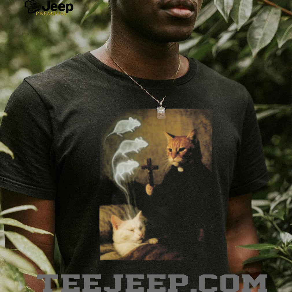 Catholic Priest Cat Exorcising Mouse Spirit Funny Pet T Shirt