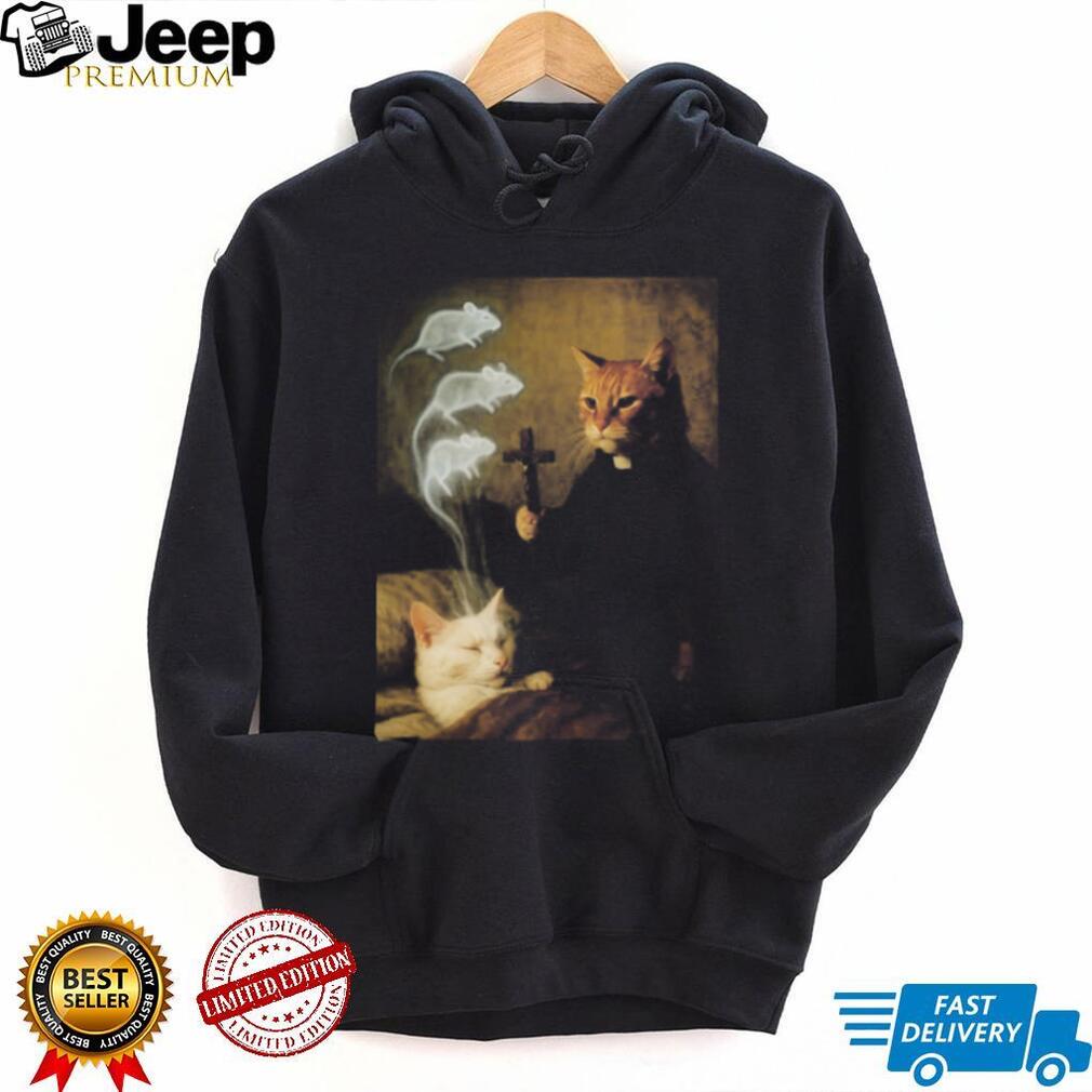 Catholic Priest Cat Exorcising Mouse Spirit Funny Pet T Shirt