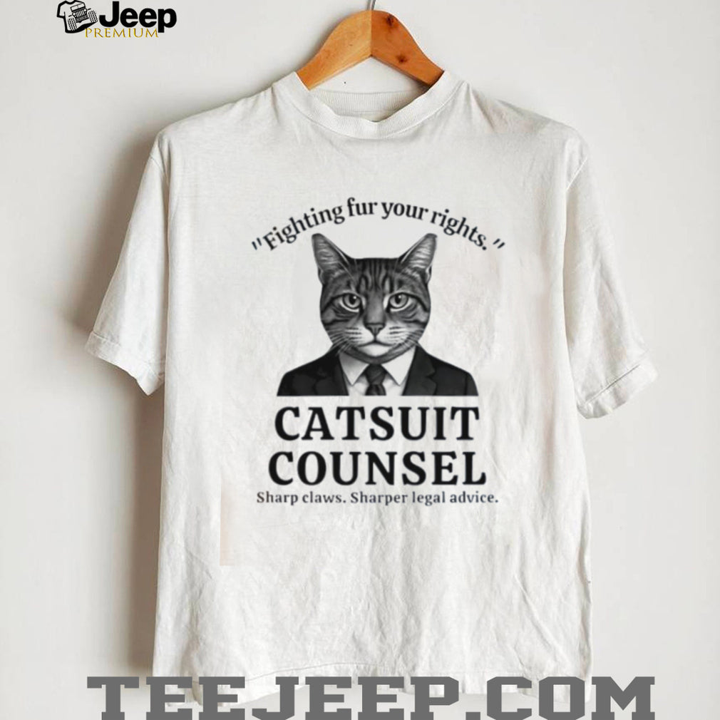 Catsuit Counsel Fighting Fur Your Rights Funny Lawyer Cat Pun Graphic T Shirt