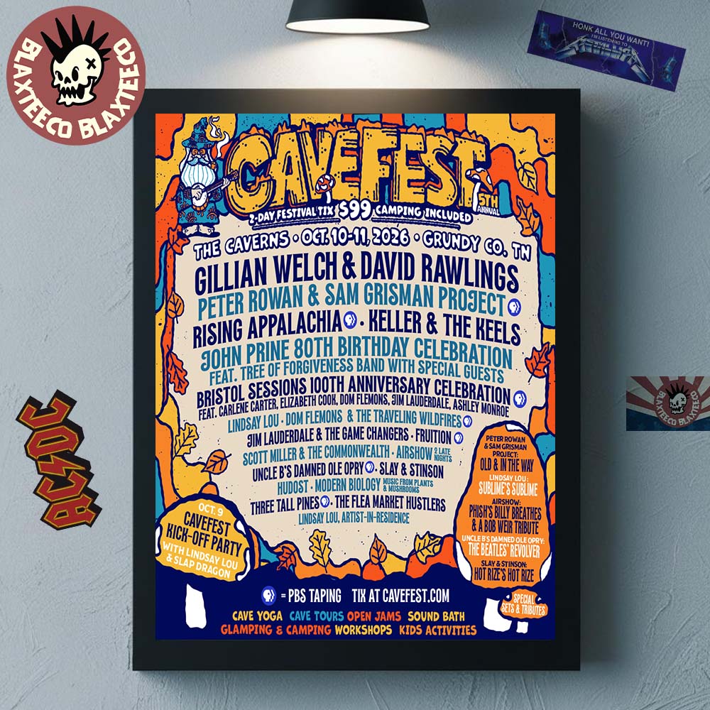 Cavefest 2026 Full Lineup Poster At The Caverns In Grundy County Tennessee From October 10 To 11 2026 Poster Canvas