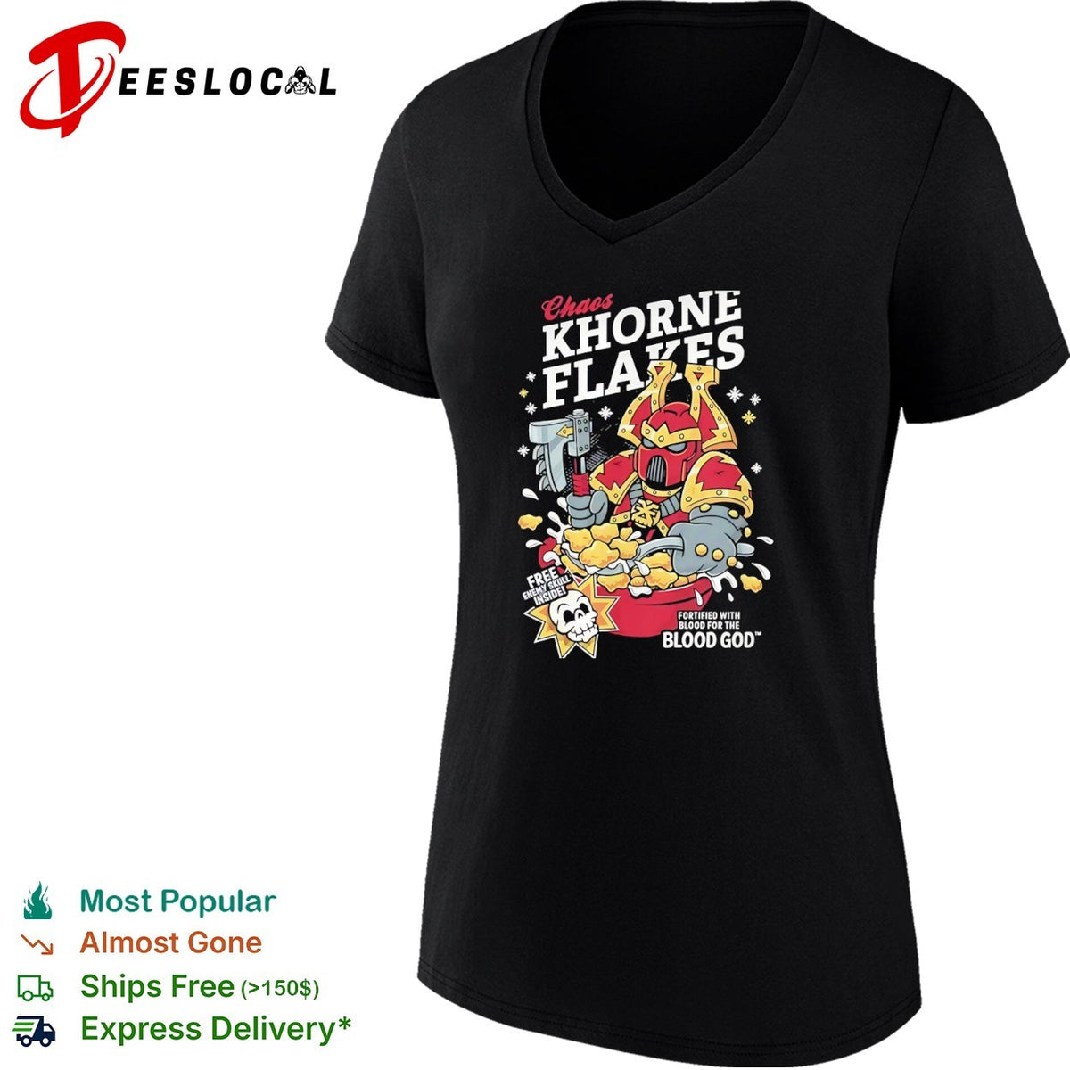 Chaos Khorne Flakes Warhammer 40000 Free Enemy Skull Inside Blood for the Blood God shirt