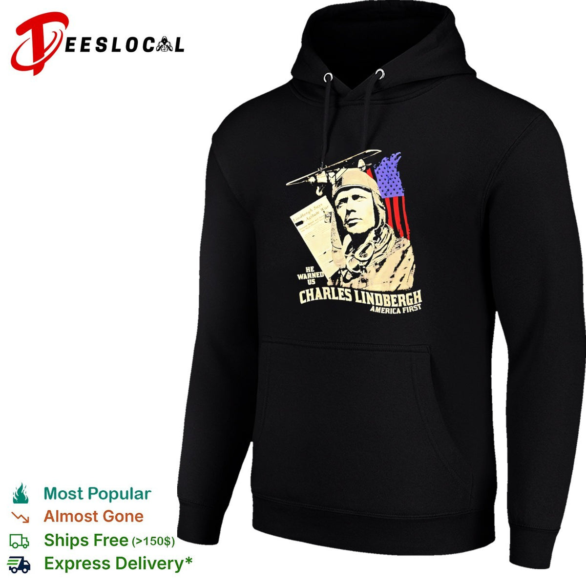 Charles Lindbergh America First he warned us Lindbergh says Agitate War shirt