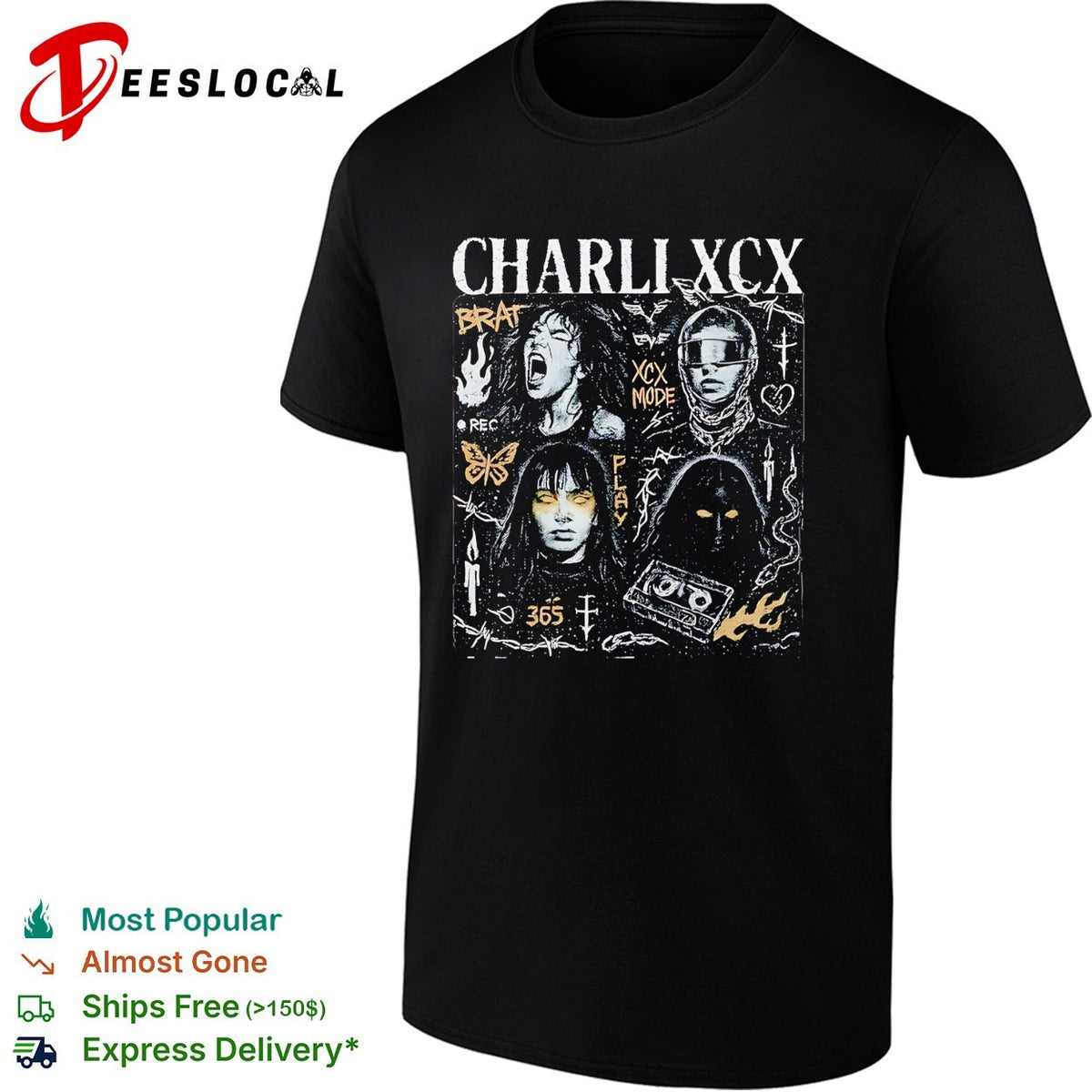 Charli XCX Brat album collage portrait shirt