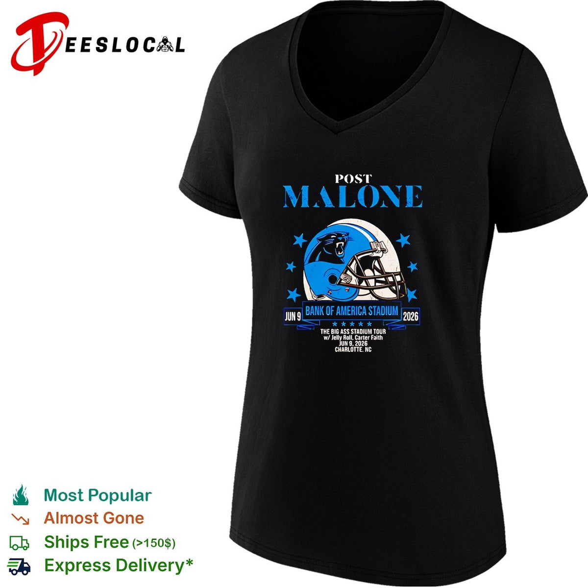 Charlotte Panthers x Post Malone Bank of America Stadium Big Ass Stadium Tour June 2026 shirt