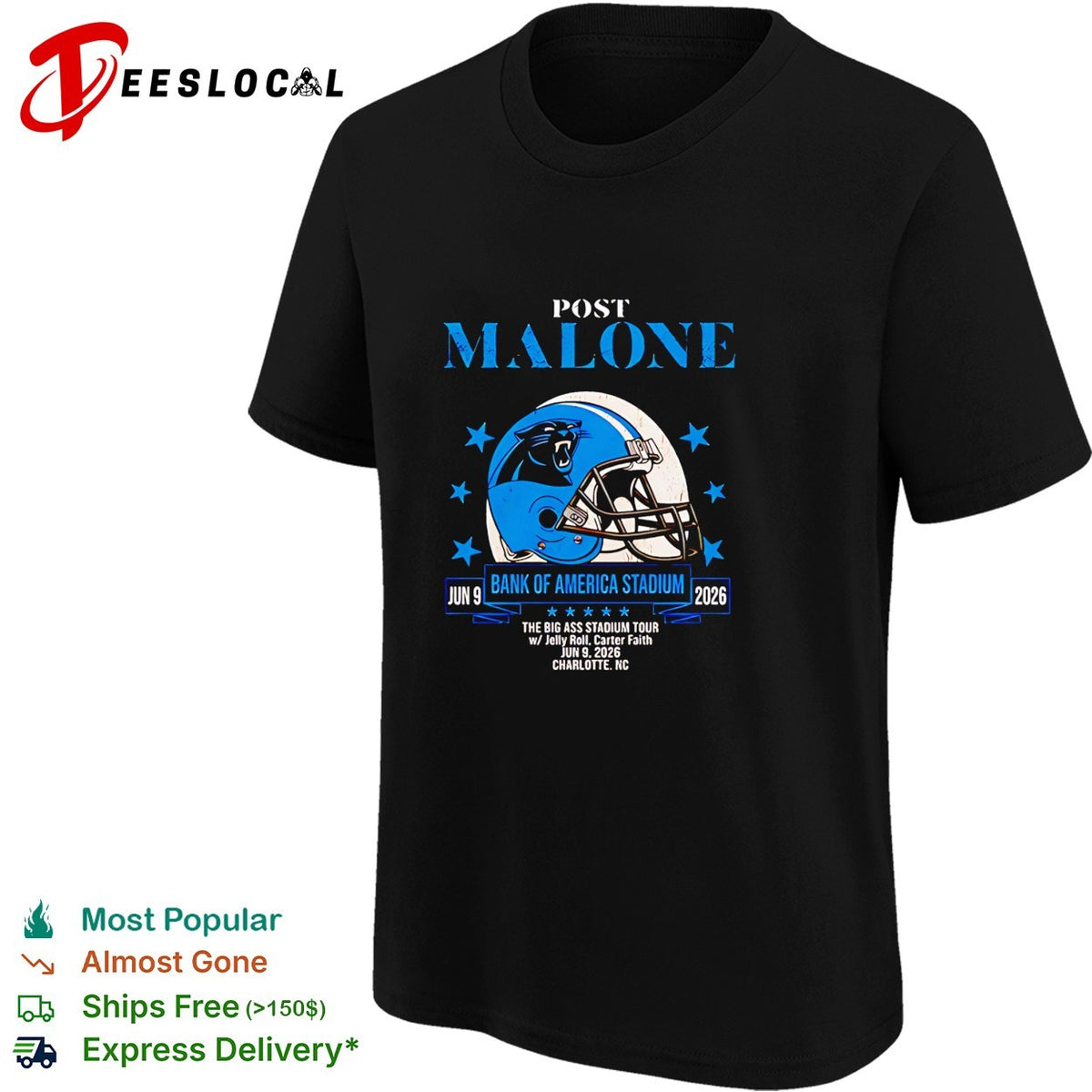 Charlotte Panthers x Post Malone Bank of America Stadium Big Ass Stadium Tour June 2026 shirt