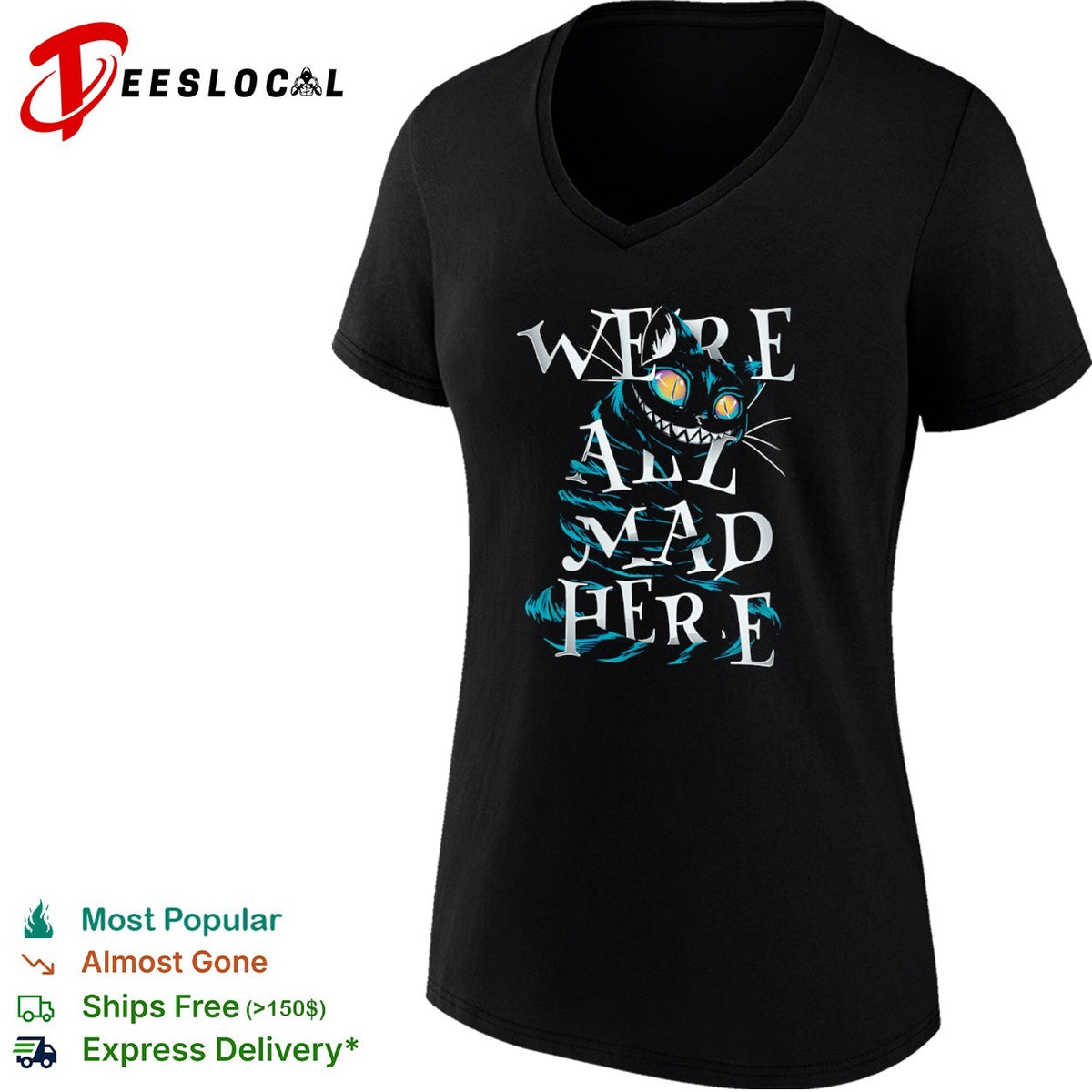 Cheshire Cat Alice in Wonderland We are all mad here shirt