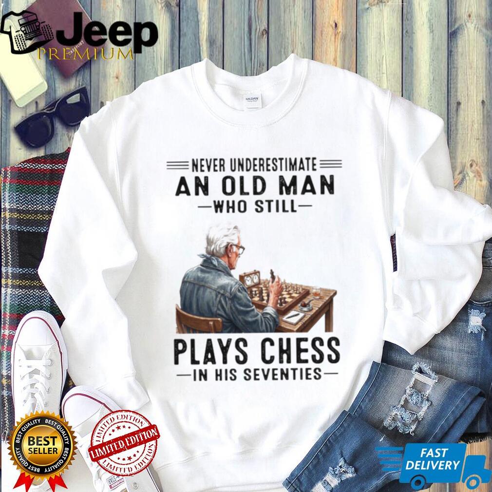 Chess Playing Old Man Seventies Strategy Board Game Shirt