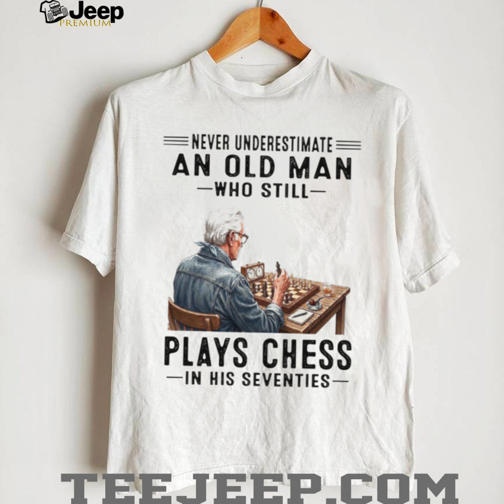 Chess Playing Old Man Seventies Strategy Board Game Shirt
