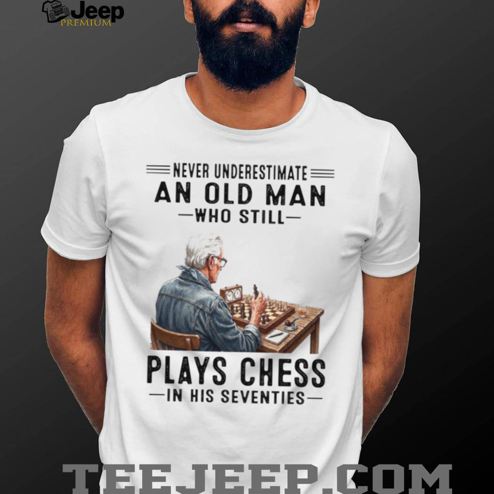 Chess Playing Old Man Seventies Strategy Board Game Shirt