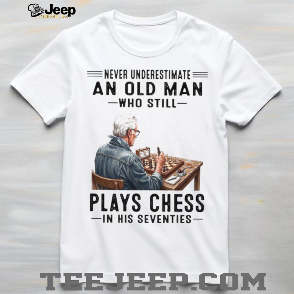 Chess Playing Old Man Seventies Strategy Board Game Shirt