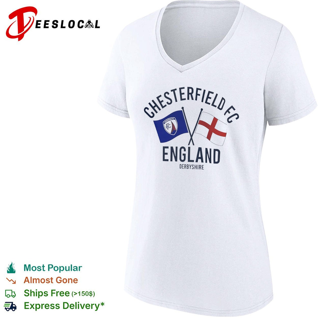 Chesterfield FC England Derbyshire Crossed Flags Crest Emblem Sport Fan Club shirt