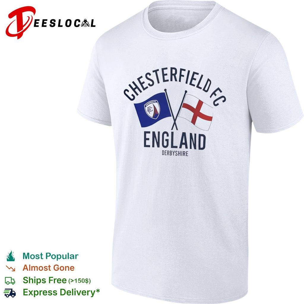 Chesterfield FC England Derbyshire Crossed Flags Crest Emblem Sport Fan Club shirt